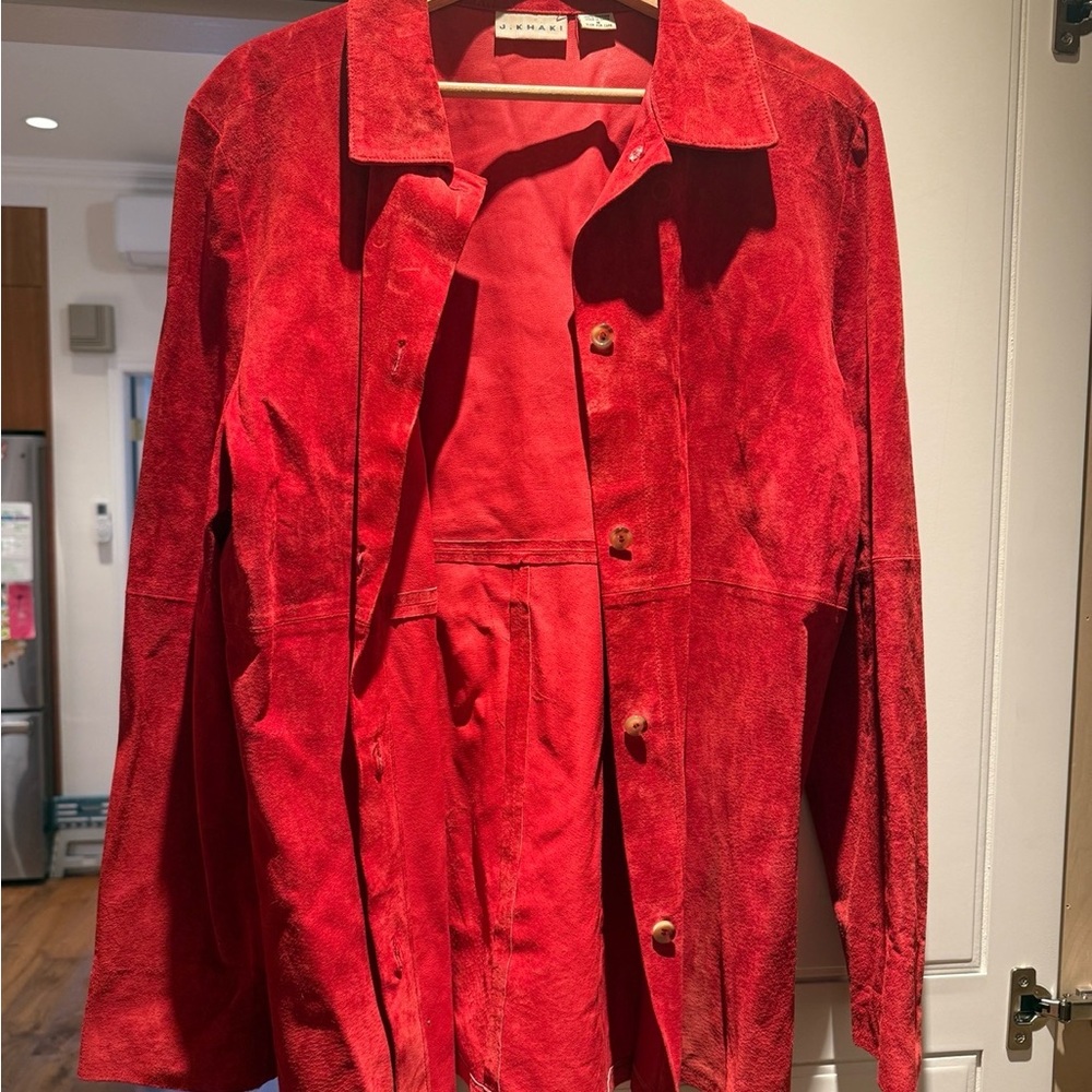 Women's Red Genuine Suede Jacket - Picture 4 of 4
